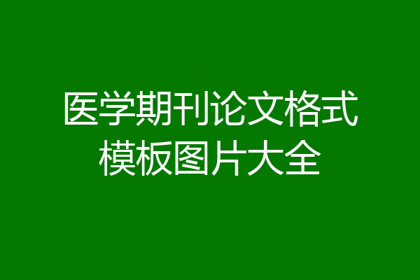 医学期刊论文格式模板图片大全
