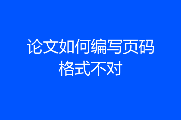 论文如何编写页码格式不对