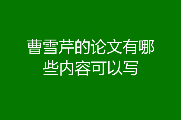 曹雪芹的论文有哪些内容可以写