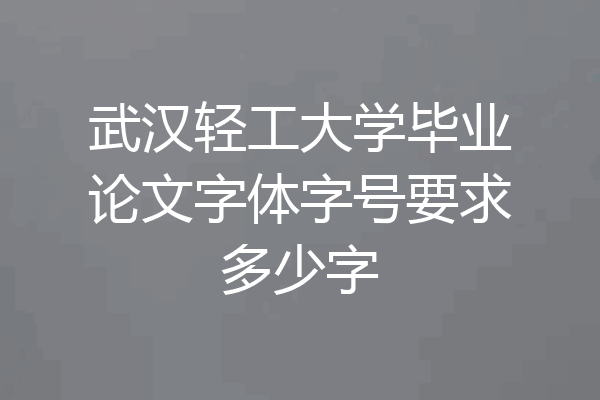 武汉轻工大学毕业论文字体字号要求多少字