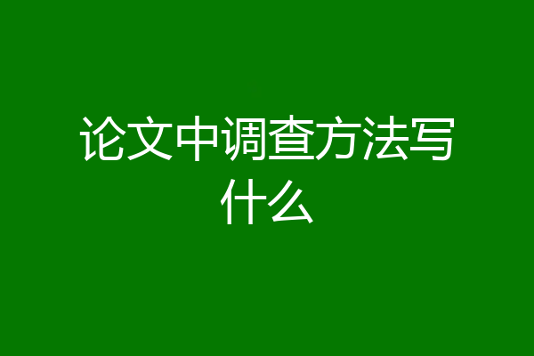 论文中调查方法写什么