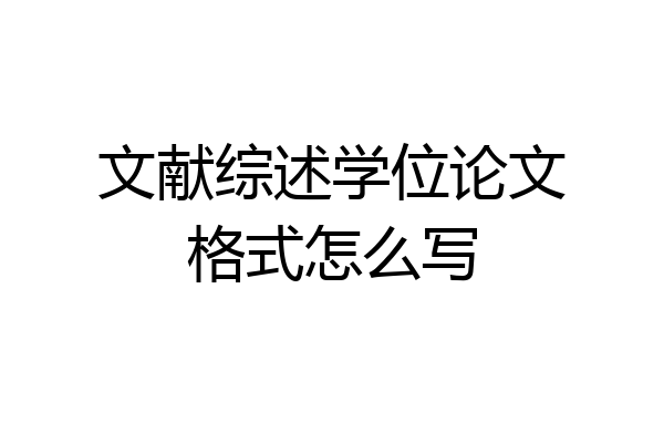 文献综述学位论文格式怎么写