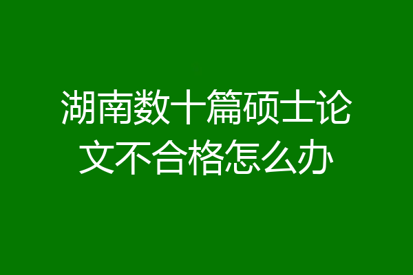 湖南数十篇硕士论文不合格怎么办