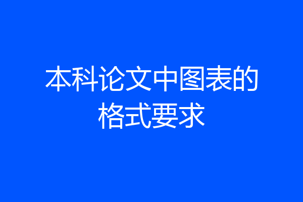 本科论文中图表的格式要求