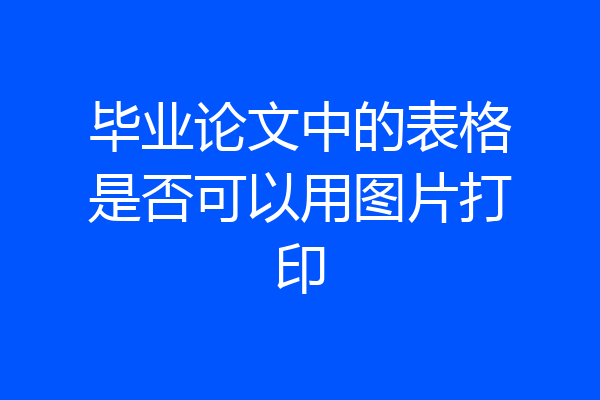 毕业论文中的表格是否可以用图片打印