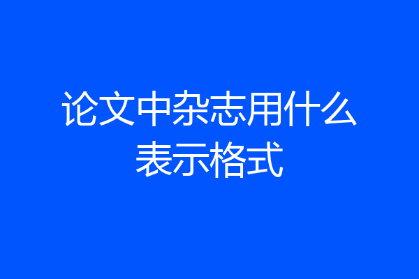 论文中杂志用什么表示格式