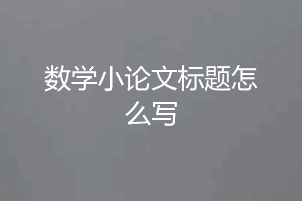 数学小论文标题怎么写