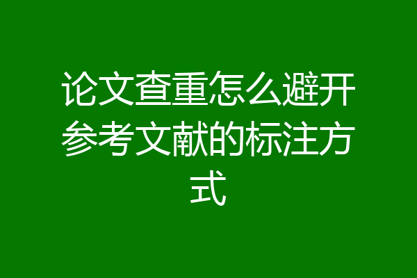 论文查重怎么避开参考文献的标注方式