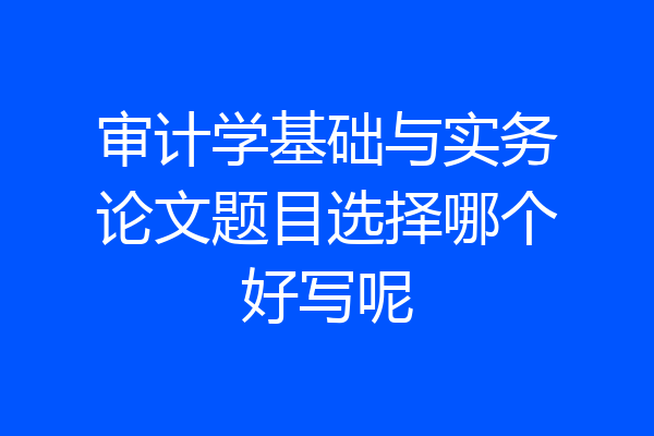 审计学基础与实务论文题目选择哪个好写呢