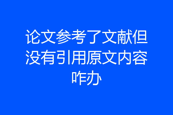 论文参考了文献但没有引用原文内容咋办