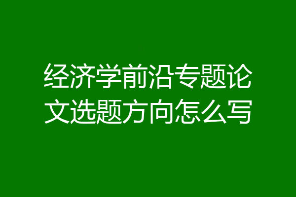 经济学前沿专题论文选题方向怎么写