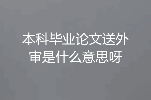 本科毕业论文送外审是什么意思呀