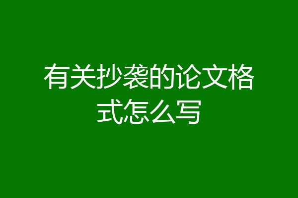 有关抄袭的论文格式怎么写
