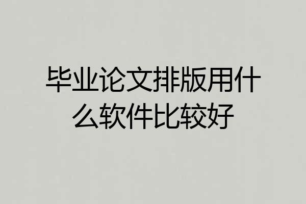 毕业论文排版用什么软件比较好