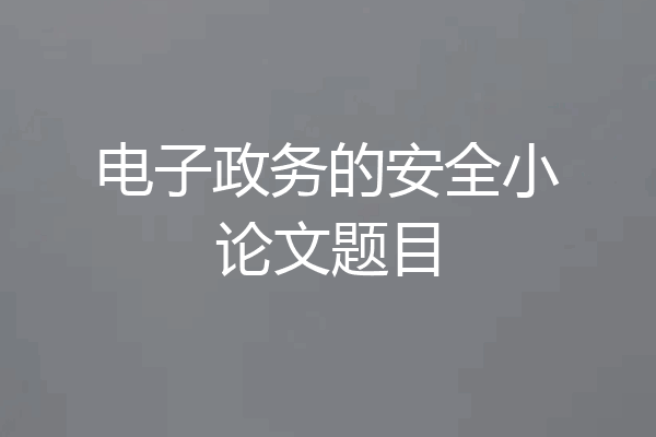 电子政务的安全小论文题目