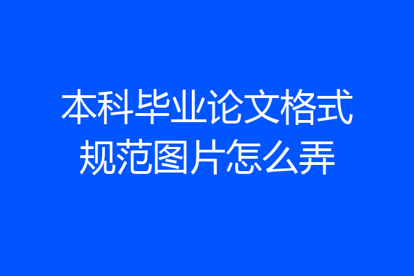 本科毕业论文格式规范图片怎么弄