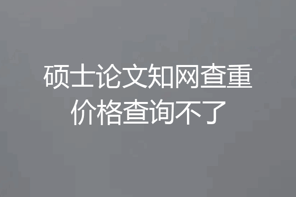 硕士论文知网查重价格查询不了