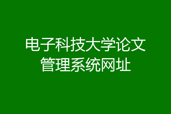 电子科技大学论文管理系统网址