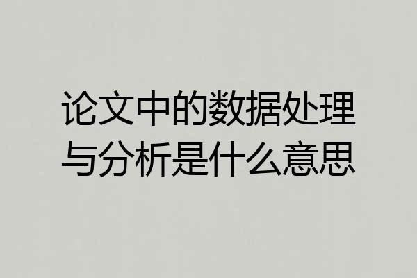 论文中的数据处理与分析是什么意思