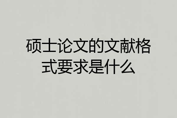 硕士论文的文献格式要求是什么