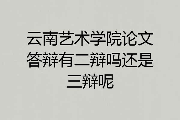 云南艺术学院论文答辩有二辩吗还是三辩呢