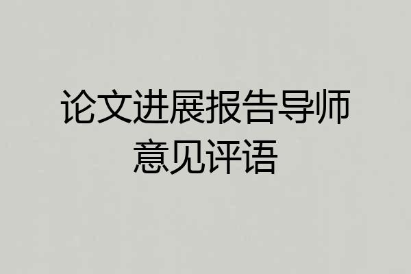 论文进展报告导师意见评语
