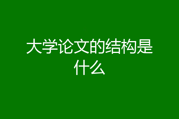 大学论文的结构是什么
