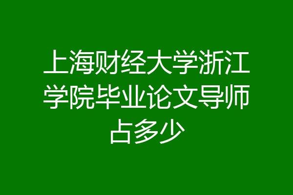上海财经大学浙江学院毕业论文导师占多少