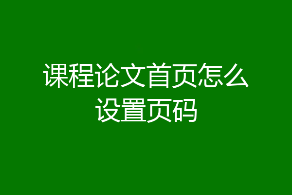 课程论文首页怎么设置页码