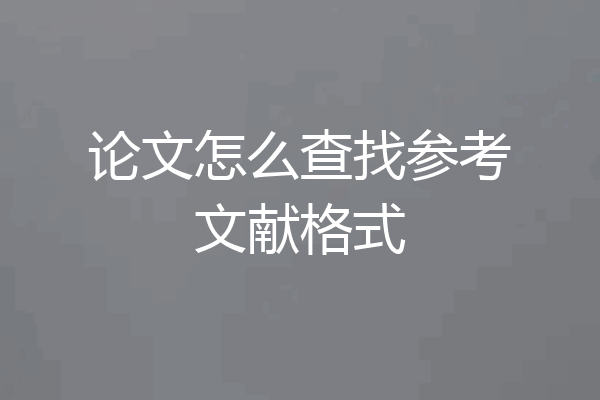 论文怎么查找参考文献格式
