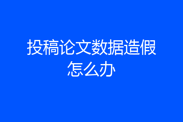 投稿论文数据造假怎么办