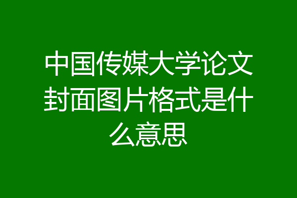 中国传媒大学论文封面图片格式是什么意思