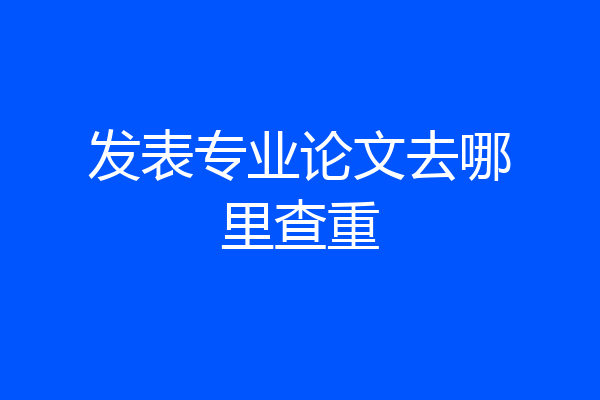 发表专业论文去哪里查重