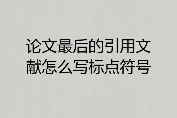 论文最后的引用文献怎么写标点符号