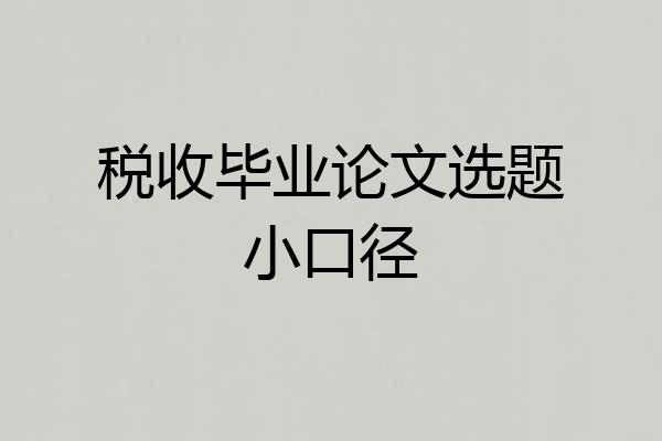 税收毕业论文选题小口径
