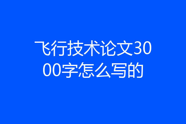 飞行技术论文3000字怎么写的