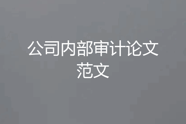 公司内部审计论文范文