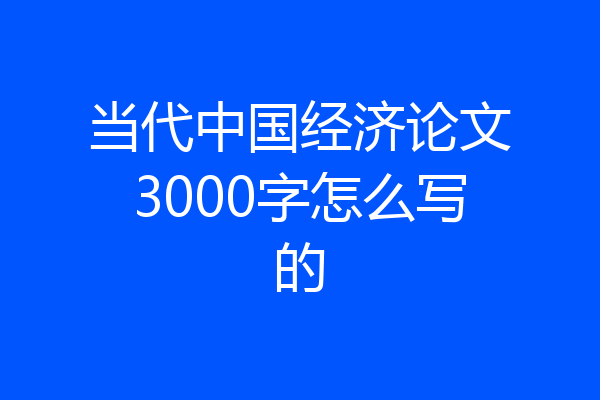 当代中国经济论文3000字怎么写的