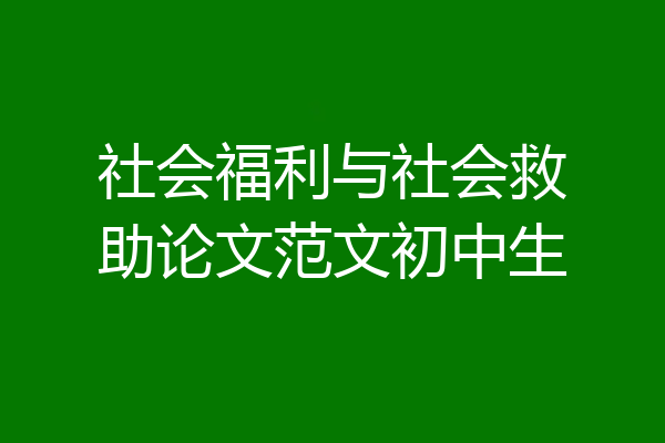社会福利与社会救助论文范文初中生