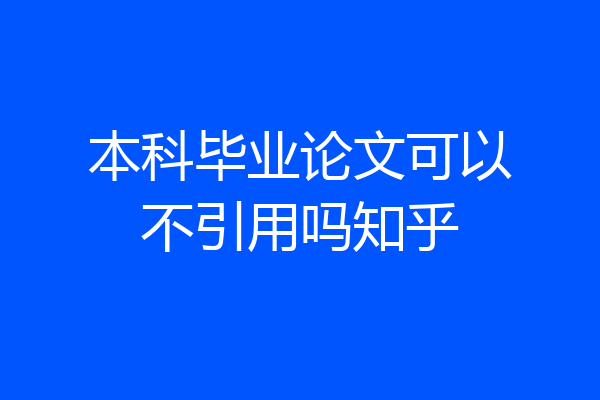 本科毕业论文可以不引用吗知乎