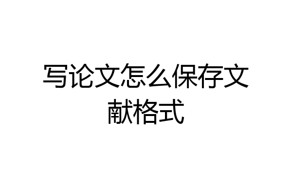 写论文怎么保存文献格式