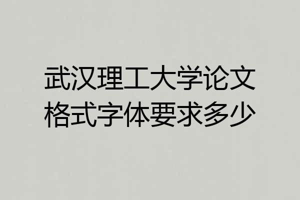 武汉理工大学论文格式字体要求多少