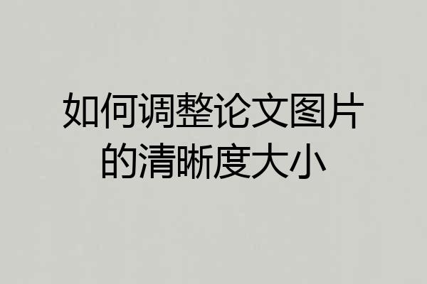 如何调整论文图片的清晰度大小