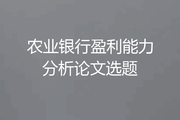 农业银行盈利能力分析论文选题