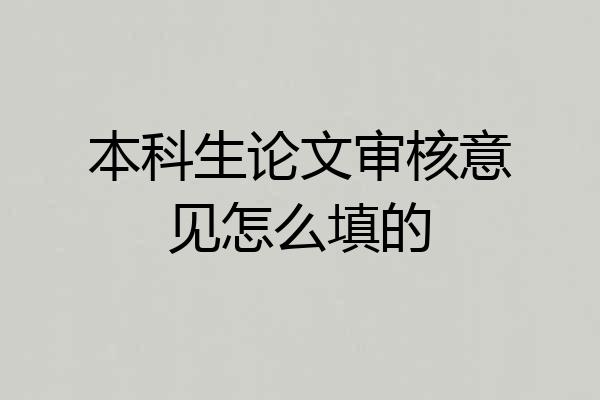 本科生论文审核意见怎么填的