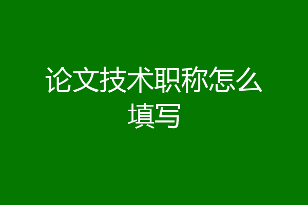 论文技术职称怎么填写