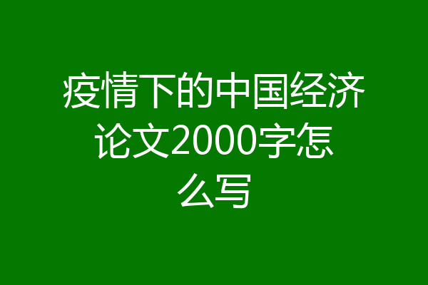 疫情下的中国经济论文2000字怎么写