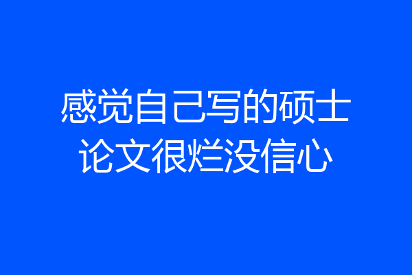 感觉自己写的硕士论文很烂没信心