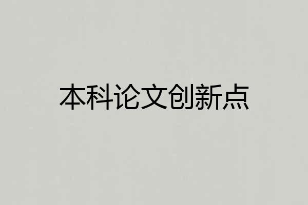 本科论文创新点