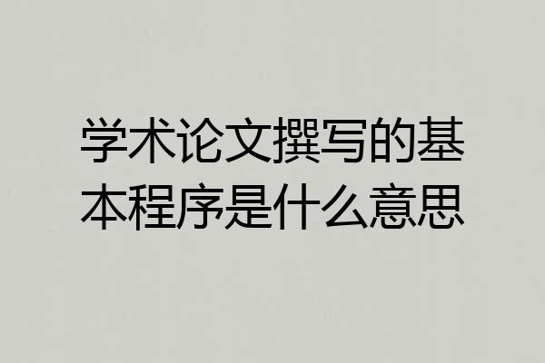 学术论文撰写的基本程序是什么意思